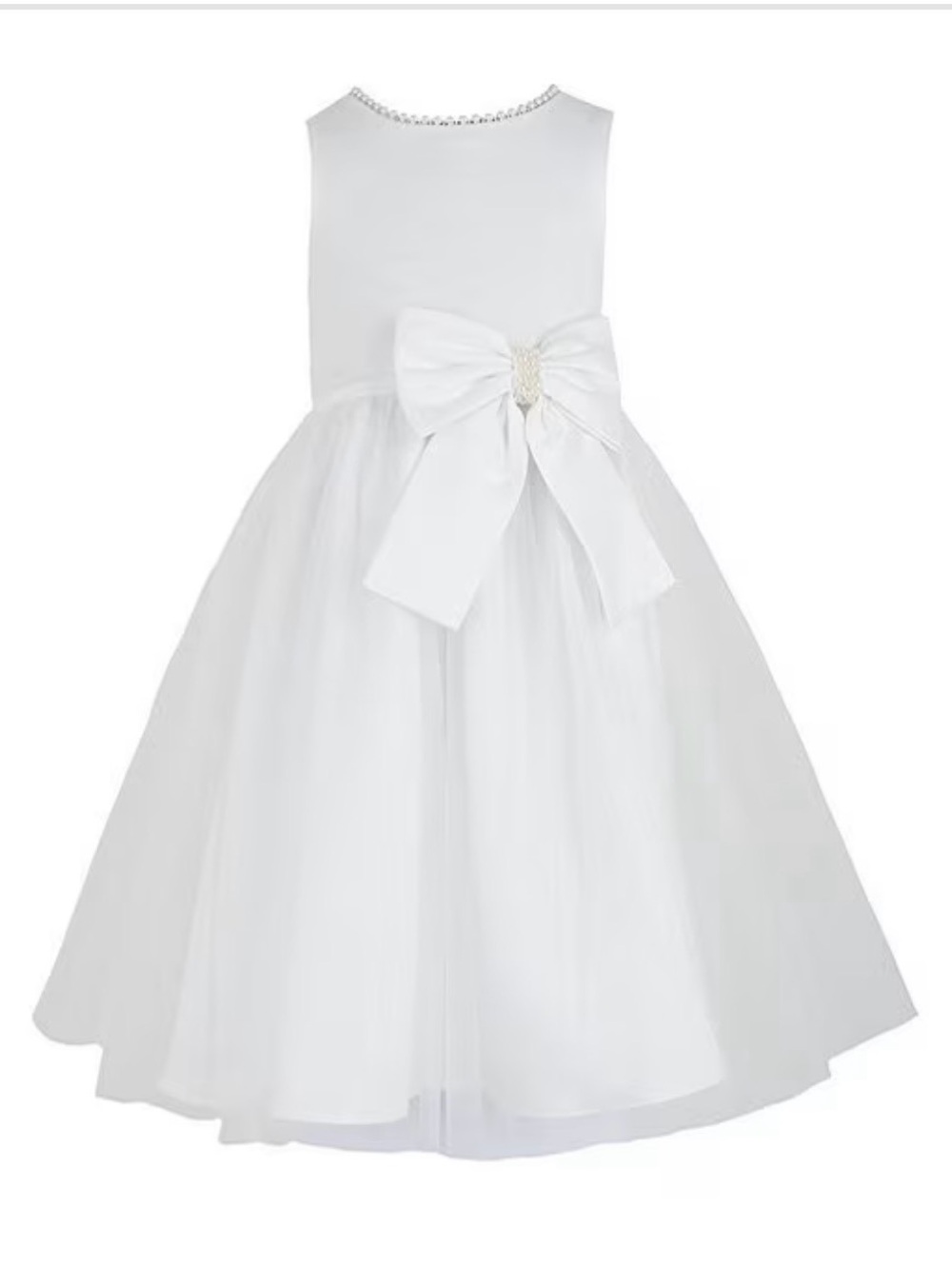 Chantilly Place Little Girls Sleeveless Pearl Bow Trim Dress